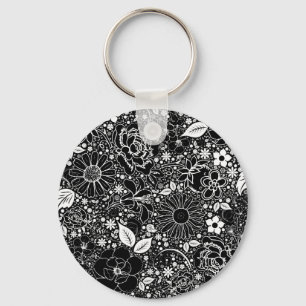 Llavero Bellezas botánicas Black n White KEYCHAIN