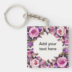 Llavero Bello Borde Floral Acuarela