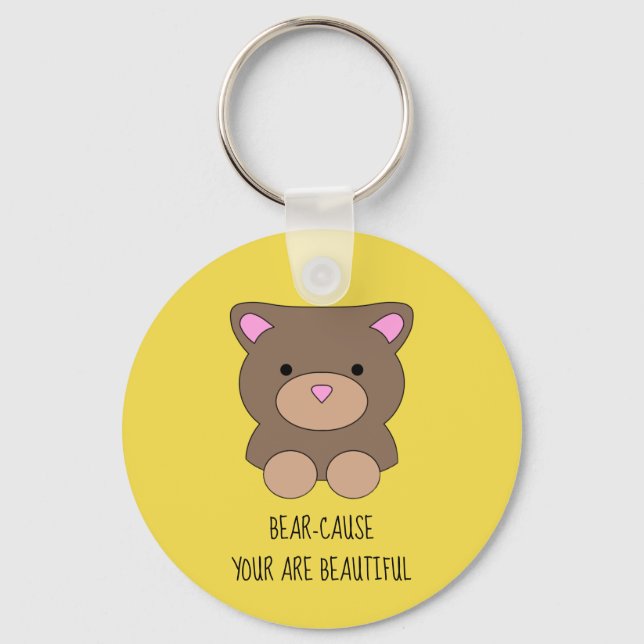 Llavero Bello oso Amarillo Cute Funny (Anverso)