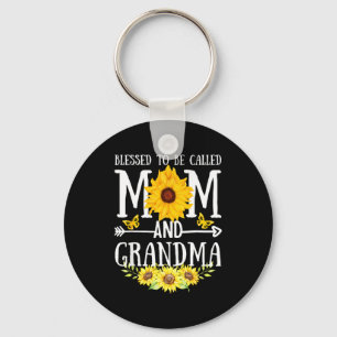 Llavero Bendecida por ser llamada mamá y abuela floral lin