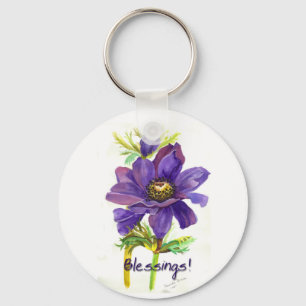 Llavero Bendiciones púrpuras de la flor