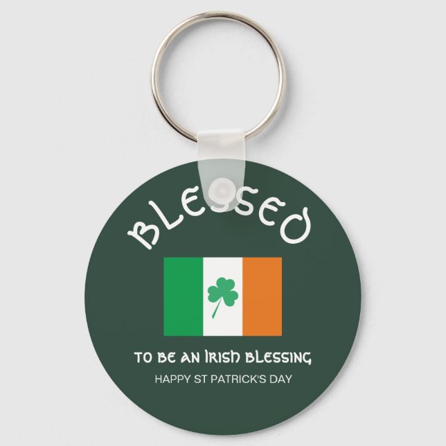 Llavero BENDIGADO DE SER UNA BENDICIÓN DE Bandera Irlandes (Anverso)