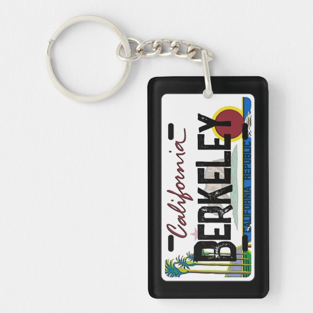Llavero Berkeley California flag license plate keychain (Frente)