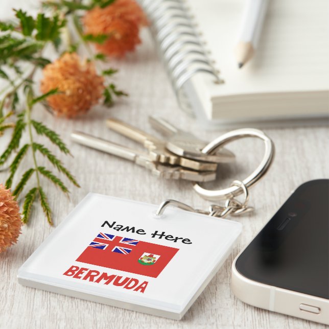 Llavero Bermuda Bandera Bermudiana Personalizada  (Frente Derecha)