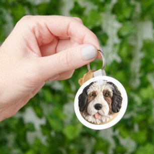 Llavero Bernedoodle Perro Inspirado en 3D