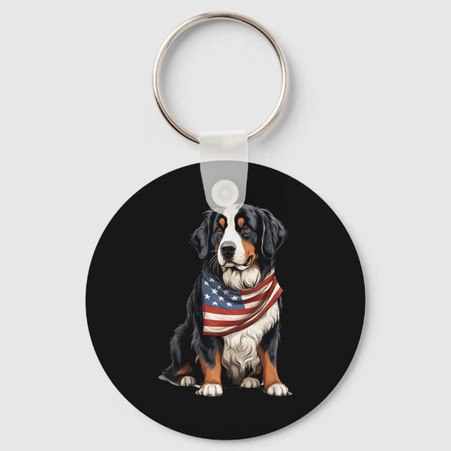 Llavero Berner Us Flag Bernese Mountain Dog Owner Mom Dad  (Anverso)
