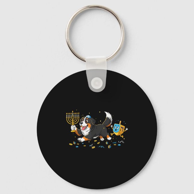 Llavero Bernese Mountain Dog Dreidel Menorah Hanukkah Wome (Anverso)