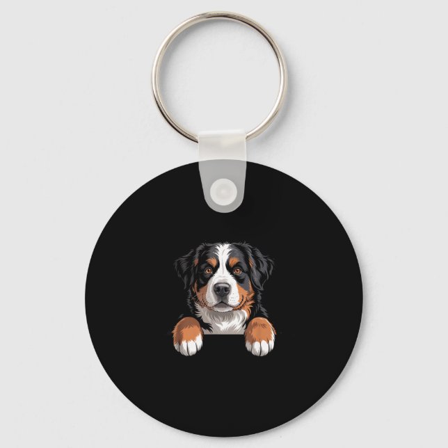 Llavero Bernese Mountain Dog Funny Peeking Cket Berner Pup (Anverso)