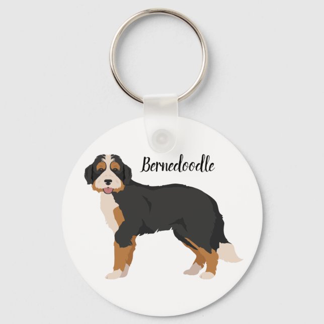 Llavero Bernese Poodle mix Key ring, Bernedoodle Keychain (Anverso)