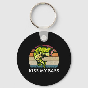 Llavero Besa Mi B Diseño de Pesca Vintage B Cute 