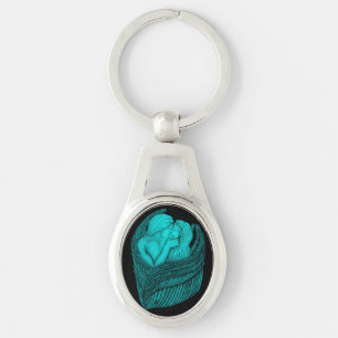 Llavero Besada de ángeles , diseño negro y verde