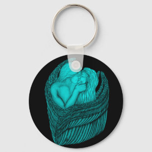 Llavero Besada de ángeles , diseño negro y verde