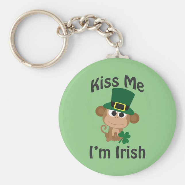 Llavero ¡Bésame, soy irlandés! Mono (Frente)