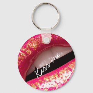 Llavero besarme amor labios fondo de lápiz labial Funda-Ma