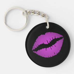 Llavero Beso con lápiz labial negro y violeta de Bonito