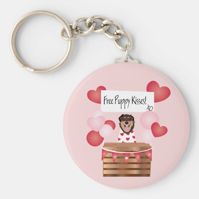 Llavero Besos de cachorro gratis San Valentín rojo perro (Frente)