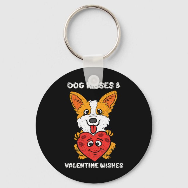 Llavero Besos De Perro Y Deseos De San Valentín Corazón De (Anverso)