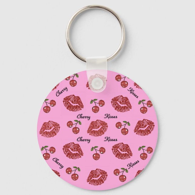 Llavero Besos RAB de cerezo rocoso en rosa (Anverso)