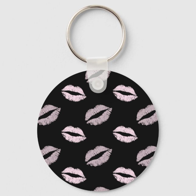 Llavero Besos Rosados Plateados (Anverso)