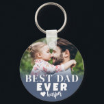Llavero Best Dad Ever Personalized Photo<br><div class="desc">Best Dad Ever Personalized Photo Keychain. This personalized “Best Dad Ever” keychain is a meaningful keepsake designed to celebrate Dad wherever he goes. The design features a bold blue gradient that adds a modern, polished look while highlighting the typography. “Best Dad Ever” is displayed prominently, with the option to change...</div>