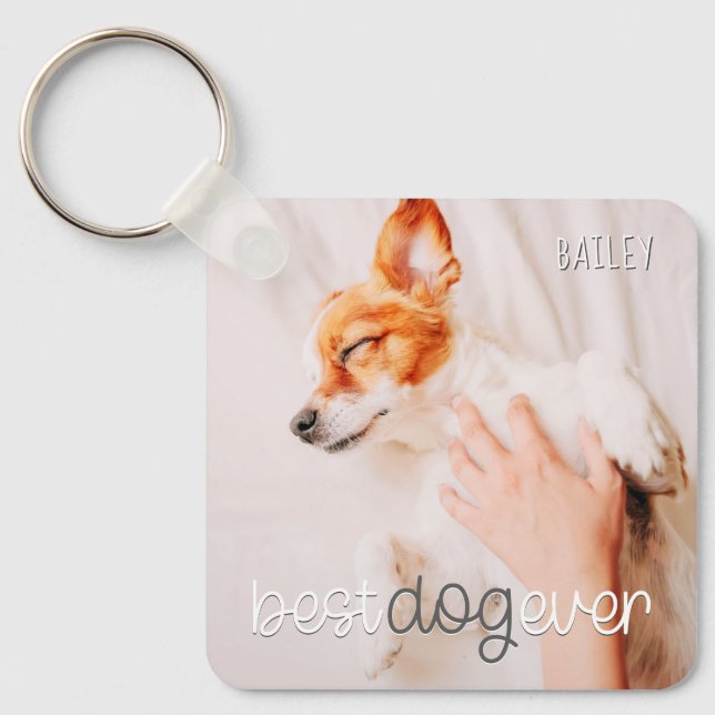 Llavero Best Dog Ever Modern Playful Simple Chic Pet Photo (Anverso)
