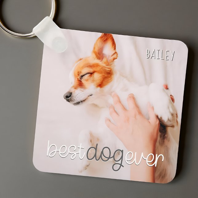 Llavero Best Dog Ever Modern Playful Simple Chic Pet Photo (Subido por el creador)