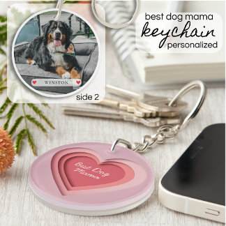 Llavero Best Dog Mama Custom Photo Heart
