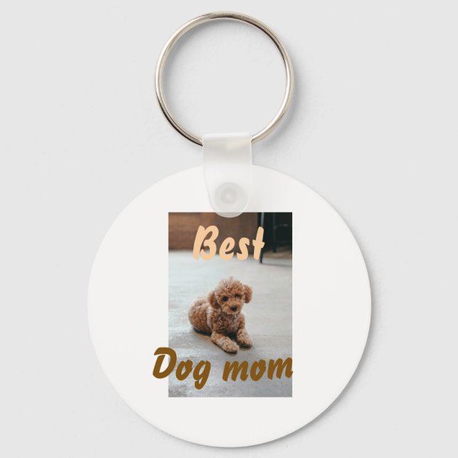 Llavero Best dog mom brown puddle pet dog cat mothers day  (Anverso)