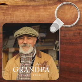Llavero Best Ever Grandpa Since 20XX Simple Elegant Photo
