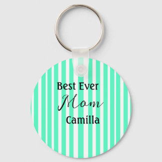 Llavero Best ever mom green stripped pattern pastel neon