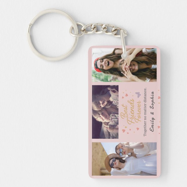 Llavero Best Friends Forever – 3 Photo Keychain Gift (Frente)