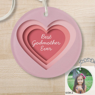Llavero Best Godmother Ever Custom Photo Heart