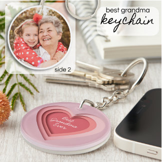 Llavero Best Grandma Ever Custom Photo Heart