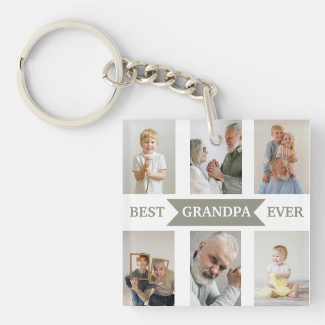 Llavero Best Grandpa Ever | Custom Photos Keychain (Frente)