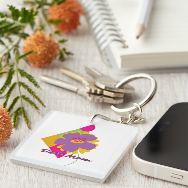 Llavero Best Mom Colourful Trendy Design (Frente Derecha)