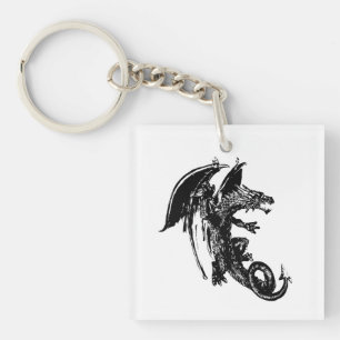 Llavero Bestia Del Dragón Fantasía Mítica Nocturna Arte