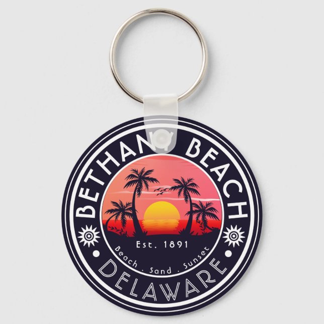 Llavero Bethany beach Delaware Sunset Beach Palm Tree 80 (Anverso)