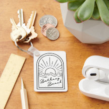 Bethany Beach Line Design Sunset Keychain