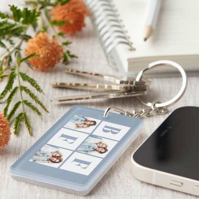 Llavero BFF 3 Photo Collage Best Friends Dusty Blue (Frente Derecha)