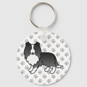 Llavero Bi-Black Shetland Sheepdog Cartog Dog & Paws