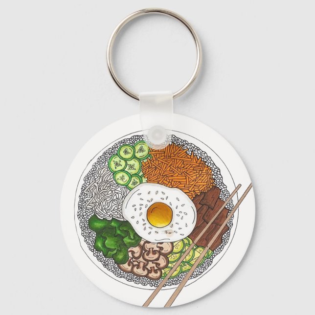 Llavero Bibimbap Cocina coreana Cocina Cocina Rice Huevo D (Anverso)