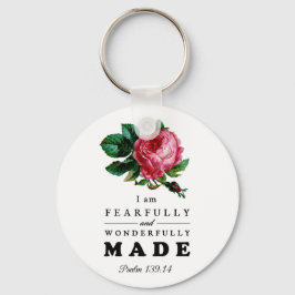 Llavero Bible Verse Fearfully and Wonderfully Made Rose
