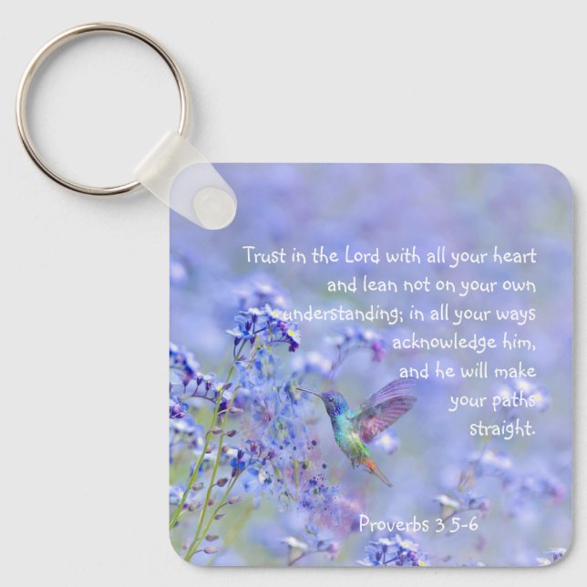 Llavero Biblia Floral de Hummingbird Bird Blue Garden (Anverso)
