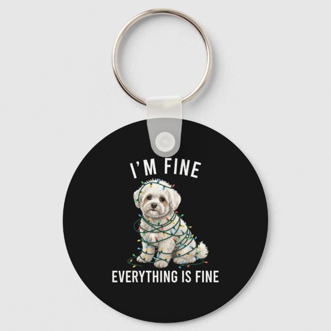 Llavero Bichon Frise Christmas I'm Fine Everything Is Fine (Anverso)