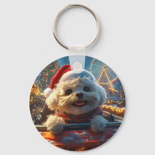Llavero Bichon Frise Dog Roller Navidades de Pascua