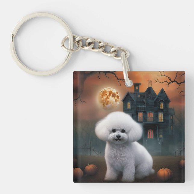 Llavero Bichon Frise Halloween Scary (Frente)