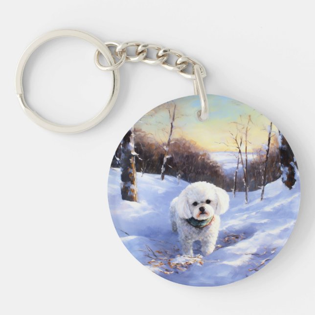 Llavero Bichon Frise Let It Snow Navidades (Frente)