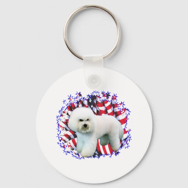 Llavero Bichon Frise Patriot (Anverso)