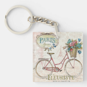 Llavero Bici de París con las flores en frente