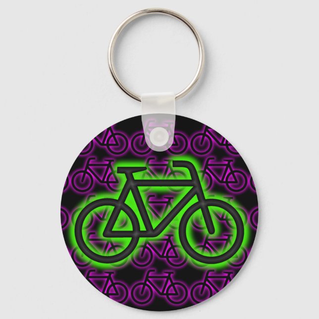 Llavero Bicicleta, bicicleta, neón, verde, rosa, morado (Anverso)
